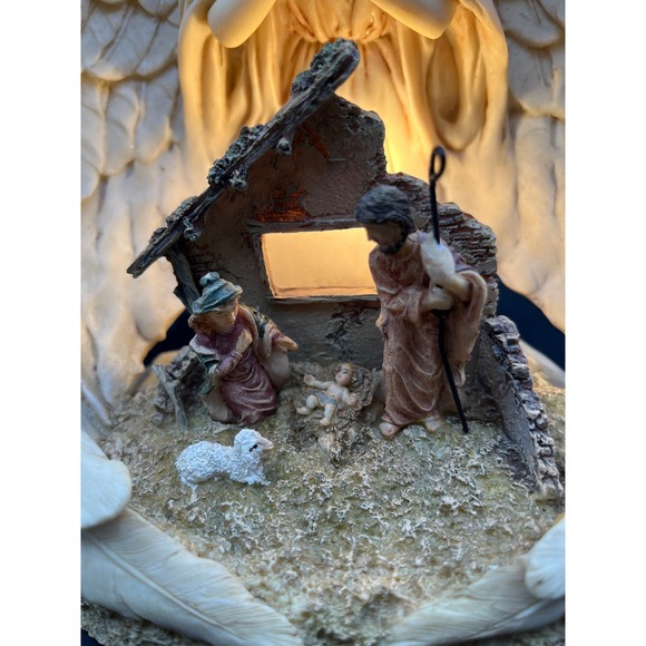 Vtg Angel Nativity Scene Lighted Display Figurine Christmas Religious Decor 8.5" - Picture 5 of 8